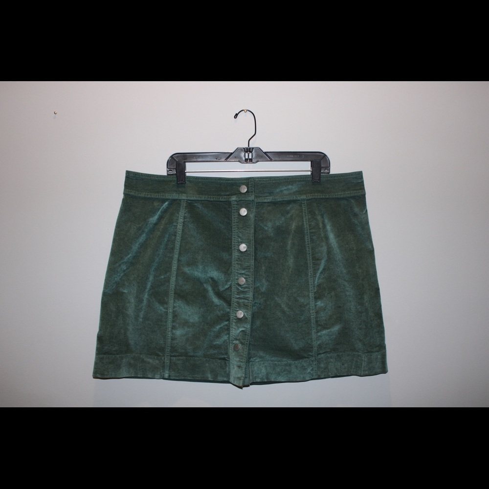 Velvet button front skirt